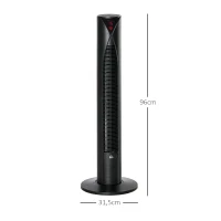 HOMCOM Ventilador de Torre silencioso con oscilación 70° y temporizador 12h 4 modos y 3 velocidades 45W 31,5x31,5x96 cm Negro(m-3)