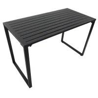 Outsunny Gartengarnitur für 4 Personen, 1 Tisch & 2 Bänke, Metall, Schwarz(m-7)