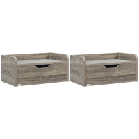 HOMCOM Conjunto de 2 mesitas de noche murales mesitas de noche colgantes cajón superficie aspecto madera 40x30x19,5 cm- Gris