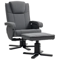 HOMCOM Swivel Recliner Chair with Footstool - Charcoal Grey Velvet(m-10)