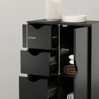 HOMCOM Mueble de Almacenamiento Buffet Cómoda con 1 Armario y 4 Cajones en Madera para Salón Cocina Entrada Comedor Negro(m-4)