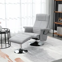HOMCOM Poltrona Massaggiante con Poggiapiedi, Schienale Reclinabile, 78 x 95 x 88 cm, Grigio Chiaro(m-2)