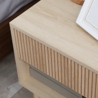HOMCOM Conjunto de 2 mesitas de noche mesa de noche con cajones y estantes estilo moderno 47x47x50 cm Madera Natural(m-5)