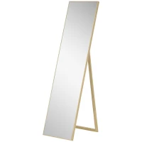 HOMCOM Espejo de Cuerpo Entero con Soporte de pie 40x150 cm Natural(m-7)