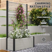Outsunny Garden Planter Box with Trellis, Liner for Climbing Plants, Vegetables, Flowers, 90 x 35 x 148 cm, Mixed-grey(m-7)