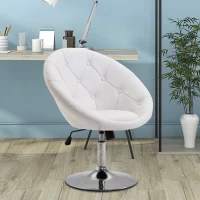 HOMCOM Taburete de trabajo giratorio Silla de oficina ajustable en altura cuero artificial + acero Negro 71x59x78-90 cm Blanco(m-2)