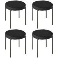 HOMCOM Conjunto de 4 sillas de comedor sillas de cocina sin respaldo asiento acolchado patas metal 41,5x41,5x46 cm Negro(m-6)