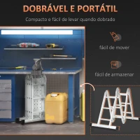DURHAND Escada Telescópica 5 em 1 Dobrável Escada Multifuncional com Plataformas Removíveis 12 Degraus 339x76x10cm Prata(m-7)