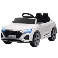 AIYAPLAY Coche eléctrico para niños, 12V Audi Q8, 3-5 km/h, Control remoto, Faros, Música, Blanco(m-7)