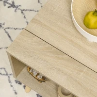 HOMCOM Mesa de centro rectangular mesa de sala tapa elevable 2 estantes baúl en madera 85x60x59,5 cm madera clara(m-4)