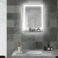 kleankin Espejo rectangular mural iluminado LED para baño 80x60 cm(m-2)