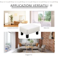 HOMCOM Poggiapiedi Rettangolare Imbottito e Rivestito in Finta Pelle Bianca, per Soggiorno e Ingresso, 40x30x24 cm(m-6)