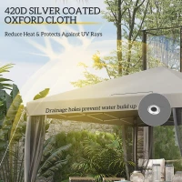 Outsunny vouwtent, 4 afneembare horren, waterafstotend dak, stalen frame, lichtgrijs, 3 x 3 m(m-5)