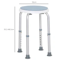 HOMCOM Taburete de ducha asiento de ducha antideslizante taburete de baño altura ajustable giratorio a 360° en aluminio(m-3)