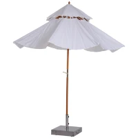 Outsunny Holz Sonnenschirm Holzschirm Gartenschirm Balkonschirm Doppeldach Creme(m-12)