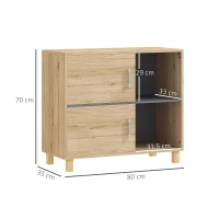 HOMCOM Mueble de baño Mueble de Almacenamiento con compartimentos abiertos y armario 80x35x70 cm Madera Natural(m-3)