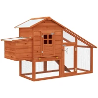 PawHut Gallinero Corral de Madera para Exteriores Jaula para Gallinas Pollos con Bandeja Extraíble Caja de Huevo Resistente al Agua 190x66x116 cm(m-1)