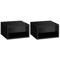 HOMCOM Conjunto de 2 mesitas de noche de pared mesita de noche cajón deslizante espacio de almacenamiento tablero en madera 37x32x21 cm