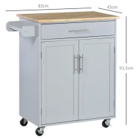 HOMCOM Carrito de cocina con ruedas de servicio Isla de cocina con cajón de armario y portapaños - Gris(m-3)