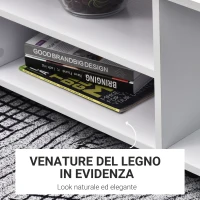 HOMCOM Mobile TV Moderno con Ripiani, Mobiletto Porta TV da 42" con Ruote Girevoli a Freni, 2 Piccolo Ripiani Laterali per Soggiorno e Camera da Letto, 80x40x40 cm, Bianco(m-5)