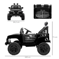 HOMCOM Coche eléctrico 4x4 para niños 12V con control remoto, luces y claxon - 3-6 años - Negro(m-3)