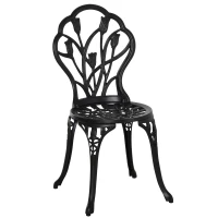 Outsunny Sitzgruppe für 2 Personen Essgruppe Balkonmöbel Set 1 Tisch+2 Stühle Alu Schwarz(m-14)