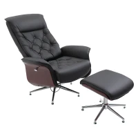 HOMCOM Sillón relax con Reposapiés Sillón de TV Acolchado 360° giratorio 145° reclinable con Diseño Retro Chesterfield Cubierta de PU(m-6)