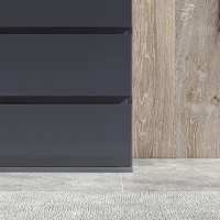 HOMCOM Cómoda 5 cajones sin tiradores Moderna en Acabado Laqueado Gris- Gran Espacio de Almacenamiento(m-4)