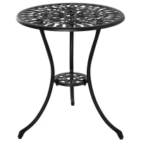 Outsunny Sitzgruppe für 2 Personen Essgruppe Balkonmöbel Set 1 Tisch+2 Stühle Alu Schwarz(m-13)