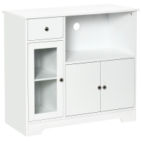 HOMCOM Mueble microondas buffet cocina armario de almacenamiento para cocina comedor 90x40x82 cm vidrio templado y madera Blanco