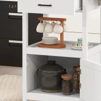 HOMCOM Carrito de servicio carrito de cocina con ruedas Mueble de Almacenamiento mesa plegable cajón estante y armario(m-5)
