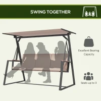 Outsunny Tuin schommelbank Hollywoodschommel 3-zits, met zonnedak, weerbestendig, Beige + Zwart(m-5)