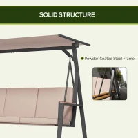 Outsunny Tuin schommelbank Hollywoodschommel 3-zits, met zonnedak, weerbestendig, Beige + Zwart(m-8)