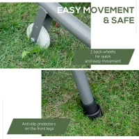 Outsunny Doppelliege Sonnenliege Relaxliege mit Sonnendach rollbar Stahl Cremeweiß/Grau(m-7)