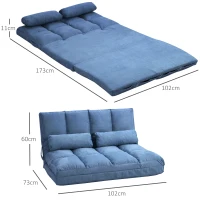 HOMCOM Sofá Suelo - Sofá Cama plegable respaldo ajustable 102x73x60 cm Azul(m-3)