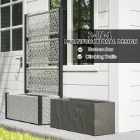 Outsunny Garden Planter Box with Trellis, Liner for Climbing Plants, Vegetables, Flowers, 90 x 35 x 148 cm, Mixed-grey(m-5)