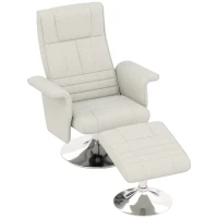 HOMCOM Sillón masajeador con otomana, respaldo reclinable, 78 x 95 x 88 cm, Crema(m-7)