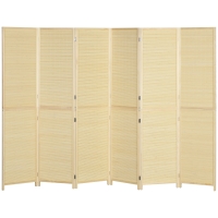 HOMCOM Biombo en bambú de 6 paneles 270x180 cm separador de ambiente divisor de espacio plegable - natural