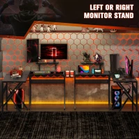 HOMCOM Escritorio de juego escritorio de esquina escritorio gamer 125x125 cm en forma de L con tablero de fibra de carbono(m-4)