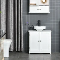kleankin Mueble de baño bajo lavabo - mueble de lavabo - armario 2 puertas con estante - 60x30x60 cm - de madera blanca(m-4)