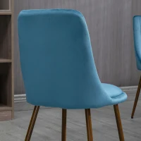 HOMCOM Sillas de Cocina Acolchadas Set 4 Piezas en Poliéster y Acero 47x55x86 cm Azul(m-4)