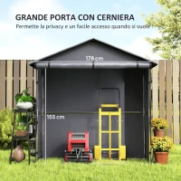 Outsunny Capanno da Giardino 1.1x2 m con Porta Avvolgibile, Tenda Garage per Bici e Moto, Grigio Scuro(m-5)