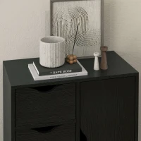 HOMCOM Mueble de Almacenamiento Buffet Cómoda con 1 Armario y 4 Cajones en Madera para Salón Cocina Entrada Comedor Negro(m-5)