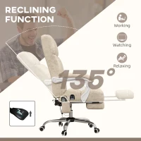Vinsetto Bureaustoel met Massage- & Warmtefunctie, Voetsteun, Verstelbaar, tot 120kg, Beige(m-6)