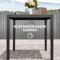 Outsunny Tuintafel Aluminium 73x73 cm Weerbestendig Buffettafel met Houtlook, Campingtafel voor 4 Personen Zwart(m-6)