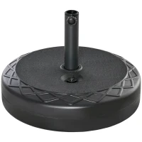 Outsunny Base para Chapéu de Sol Recarregável com Água 30kg Base Chapéu de Sol Redonda para Mastros de 38mm 48mm Metal e Plástico para Jardim Terraço Ø55x38cm Preto(m-10)