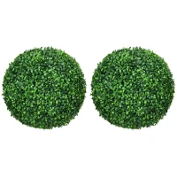 HOMCOM Juego de 2 Bolas de Boj Artificiales de 40 cm Decoración para Interior o Exterior Verde(m-1)