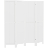 HOMCOM Biombo de madera separador de ambientes interior plegable de 4 paneles en madera 160x170 cm Blanco