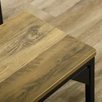 HOMCOM Conjunto de mesa de comedor y 2 bancos marco de acero para 4 personas para cocina comedor salón natural y Negro(m-4)