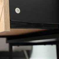 HOMCOM Mesa de noche mesa de noche estilo industrial cajón estante de metal aspecto de madera de Roble en espiga Negro(m-4)